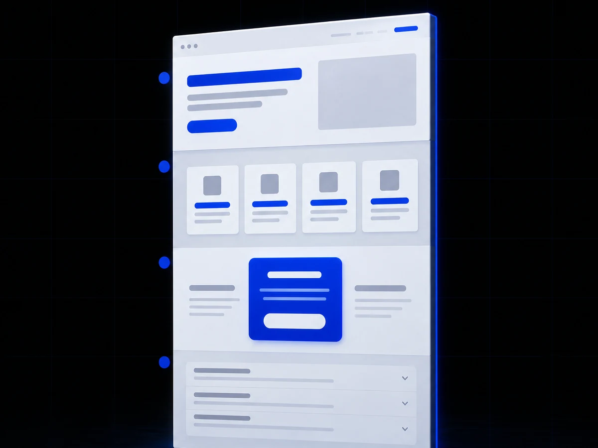 A page made of four ordered sections