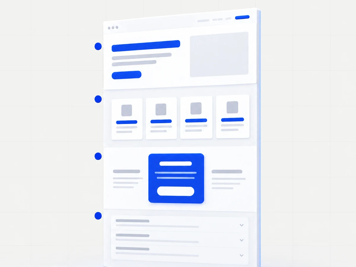 A page made of four ordered sections